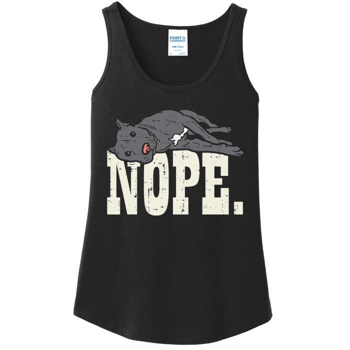 Nope Lazy Pitbull Funny Pitties Pet Dog Lover Owner Gift Ladies Essential Tank