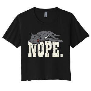 Nope Lazy Pitbull Funny Pitties Pet Dog Lover Owner Gift Women's Crop Top Tee