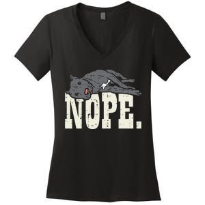 Nope Lazy Pitbull Funny Pitties Pet Dog Lover Owner Gift Women's V-Neck T-Shirt