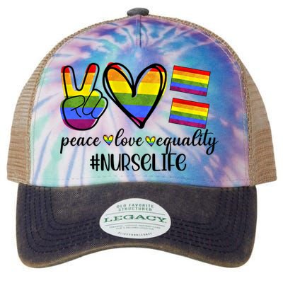 Nurse Life Peace Love Equality Nursing Lover Gift Legacy Tie Dye Trucker Hat