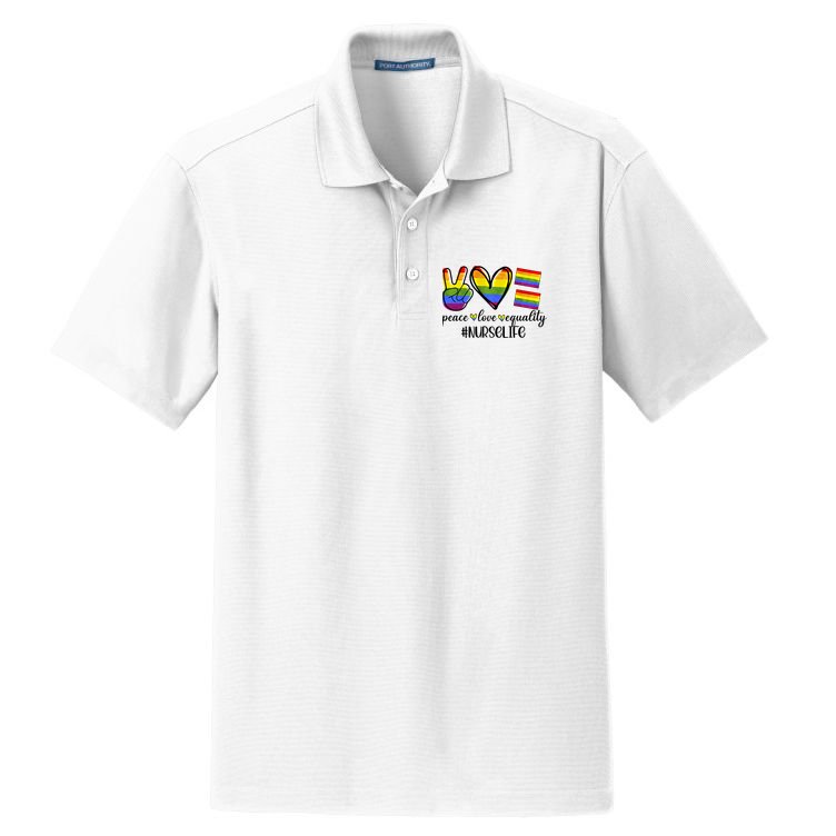 Nurse Life Peace Love Equality Nursing Lover Gift Dry Zone Grid Polo