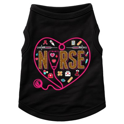 Nurse Leopard Print Medical Stethoscope Heart Cute Gift Doggie Tank