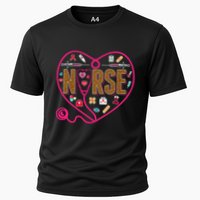 Nurse Leopard Print Medical Stethoscope Heart Cute Gift Cooling Performance Crew T-Shirt