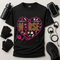 Nurse Leopard Print Medical Stethoscope Heart Cute Gift Cooling Performance Crew T-Shirt