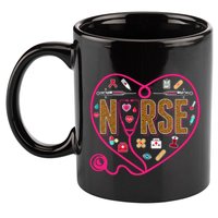 Nurse Leopard Print Medical Stethoscope Heart Cute Gift 11oz C Handle Ceramic Mug