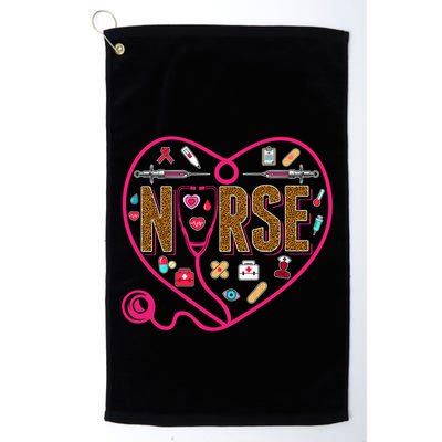 Nurse Leopard Print Medical Stethoscope Heart Cute Gift Golf Towel