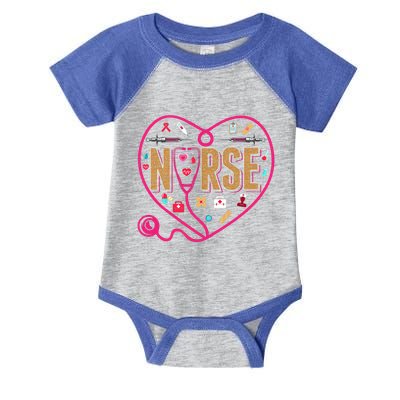 Nurse Leopard Print Medical Stethoscope Heart Cute Gift Infant Baby Jersey Bodysuit