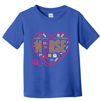 Nurse Leopard Print Medical Stethoscope Heart Cute Gift Toddler T-Shirt
