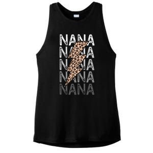 Nana Leopard Print New Grandma Bolt Ladies PosiCharge Tri-Blend Wicking Tank