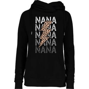 Nana Leopard Print New Grandma Bolt Womens Funnel Neck Pullover Hood