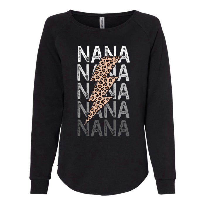 Nana Leopard Print New Grandma Bolt Womens California Wash Sweatshirt