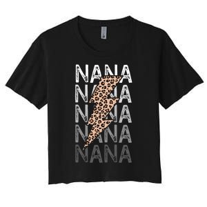 Nana Leopard Print New Grandma Bolt Women's Crop Top Tee