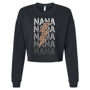 Nana Leopard Print New Grandma Bolt Cropped Pullover Crew