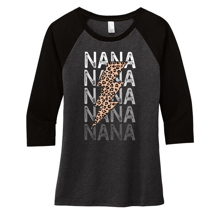 Nana Leopard Print New Grandma Bolt Women's Tri-Blend 3/4-Sleeve Raglan Shirt