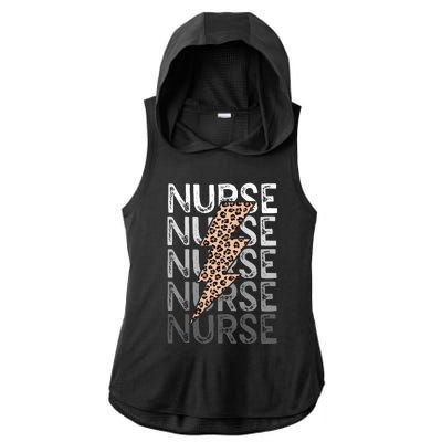 Nurse Leopard Print Nursing Student Grad Ladies PosiCharge Tri-Blend Wicking Draft Hoodie Tank