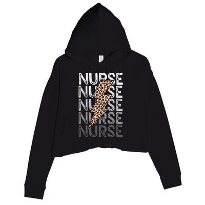 Nurse Leopard Print Nursing Student Grad Crop Fleece Hoodie