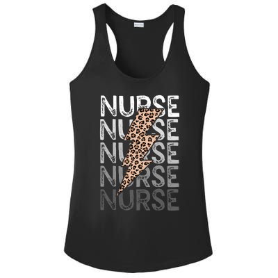 Nurse Leopard Print Nursing Student Grad Ladies PosiCharge Competitor Racerback Tank