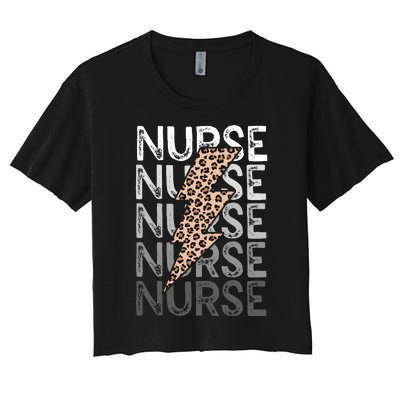 Nurse Leopard Print Nursing Student Grad Women's Crop Top Tee