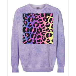 Neon Leopard Pattern Colorblast Crewneck Sweatshirt