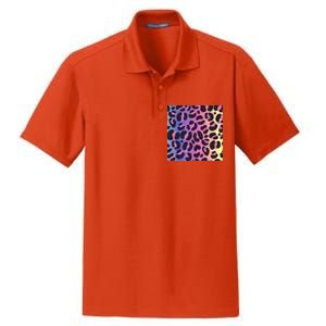 Neon Leopard Pattern Dry Zone Grid Polo