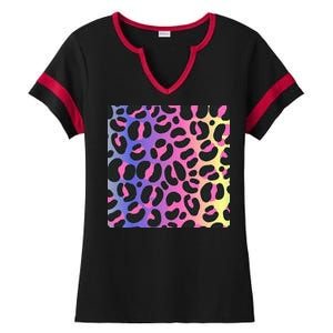 Neon Leopard Pattern Ladies Halftime Notch Neck Tee