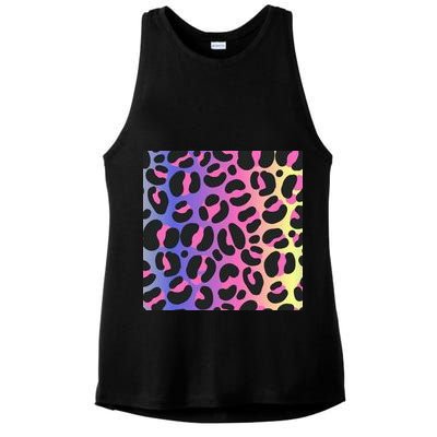 Neon Leopard Pattern Ladies PosiCharge Tri-Blend Wicking Tank