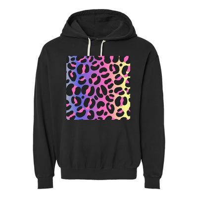Neon Leopard Pattern Garment-Dyed Fleece Hoodie