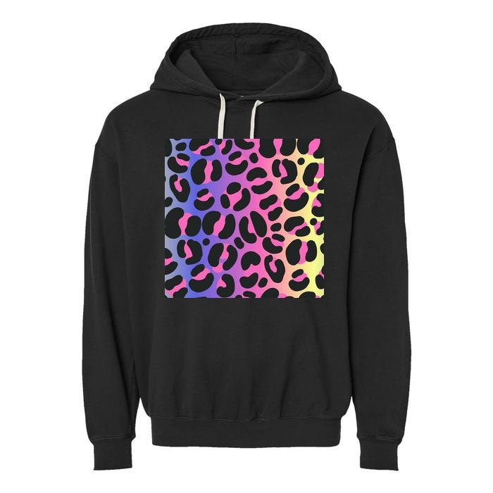 Neon Leopard Pattern Garment-Dyed Fleece Hoodie