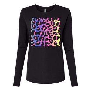 Neon Leopard Pattern Womens Cotton Relaxed Long Sleeve T-Shirt