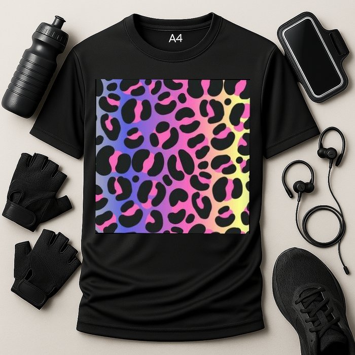 Neon Leopard Pattern Cooling Performance Crew T-Shirt