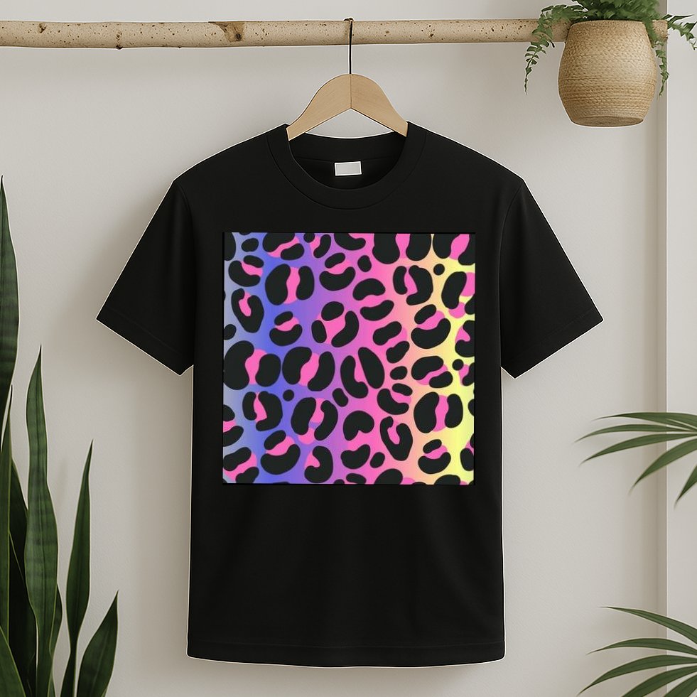 Neon Leopard Pattern T-Shirt