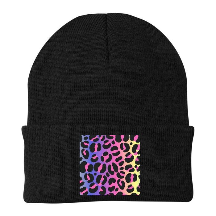 Neon Leopard Pattern Knit Cap Winter Beanie