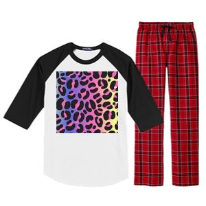 Neon Leopard Pattern Raglan Sleeve Pajama Set