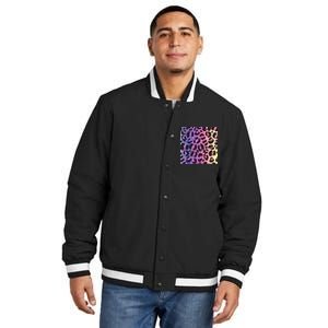 Neon Leopard Pattern Insulated Varsity Jacket