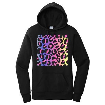Neon Leopard Pattern Women's Pullover Hoodie