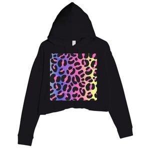 Neon Leopard Pattern Crop Fleece Hoodie