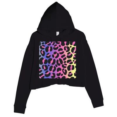 Neon Leopard Pattern Crop Fleece Hoodie