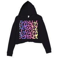 Neon Leopard Pattern Crop Fleece Hoodie