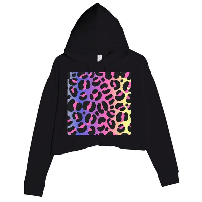 Neon Leopard Pattern Crop Fleece Hoodie