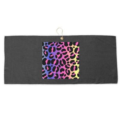 Neon Leopard Pattern Large Microfiber Waffle Golf Towel