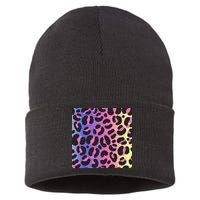 Neon Leopard Pattern Sustainable Knit Beanie