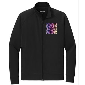 Neon Leopard Pattern Stretch Full-Zip Cadet Jacket