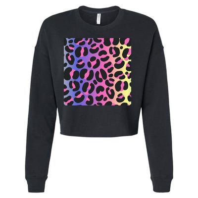 Neon Leopard Pattern Cropped Pullover Crew