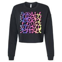 Neon Leopard Pattern Cropped Pullover Crew