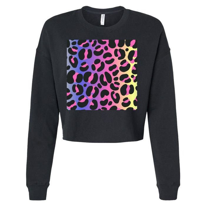 Neon Leopard Pattern Cropped Pullover Crew