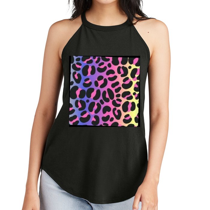 Neon Leopard Pattern Women's Perfect Tri Rocker Tank