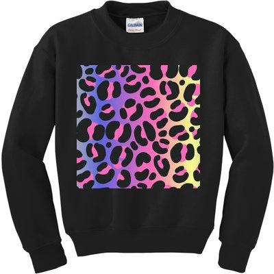Neon Leopard Pattern Kids Sweatshirt