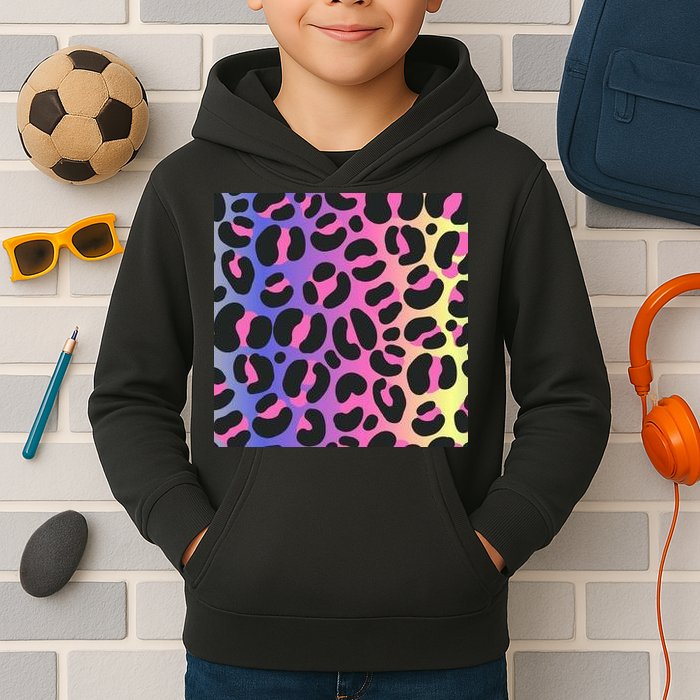 Neon Leopard Pattern Kids Hoodie