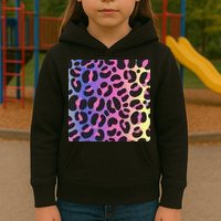 Neon Leopard Pattern Kids Hoodie