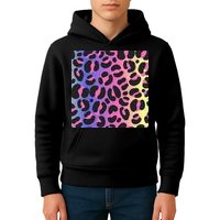 Neon Leopard Pattern Kids Hoodie